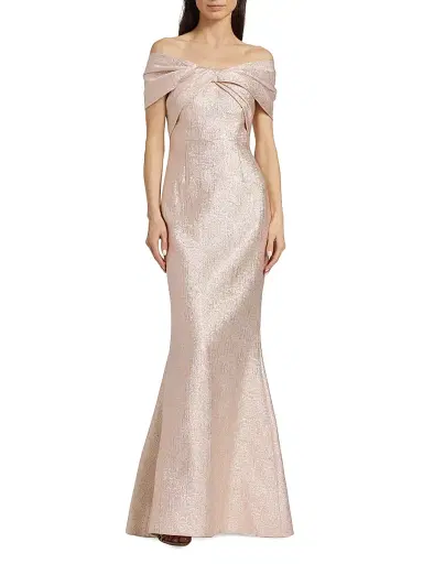 Teri Jon by Rickie Freeman Women's Off-The-Shoulder Metallic Gown | Thumbnail 3