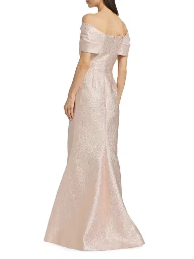 Teri Jon by Rickie Freeman Women's Off-The-Shoulder Metallic Gown | Thumbnail 5