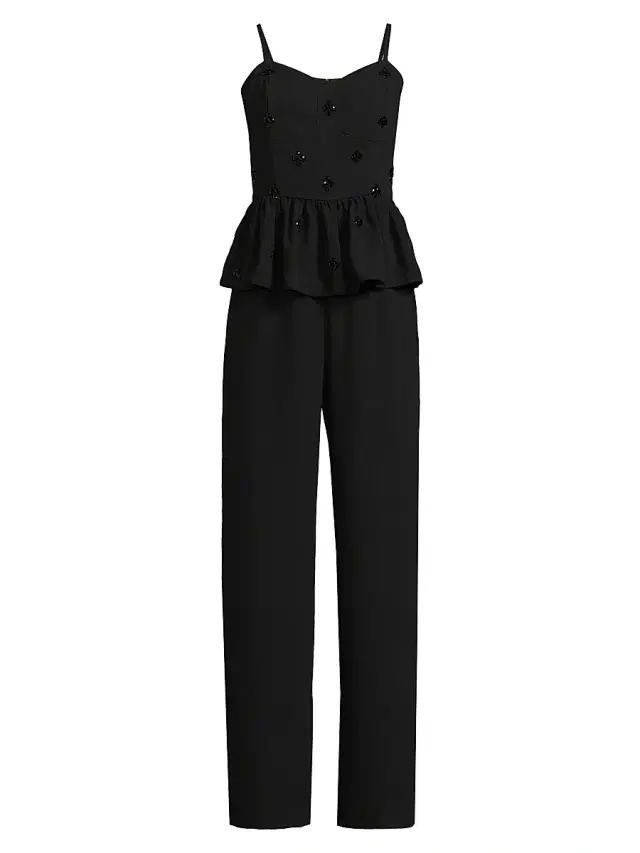 Lilly Pulitzer Women's Luella Embellished Peplum Jumpsuit - Noir