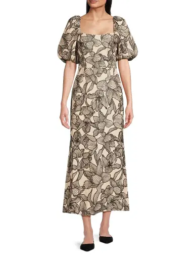 Lilly Pulitzer Women's Linora Floral Maxi Dress - Wicker Tan - Size 4 | Thumbnail 2 Lilly Pulitzer Women's Linora Floral Maxi Dress - Wicker Tan - Size 4 | Thumbnail 2