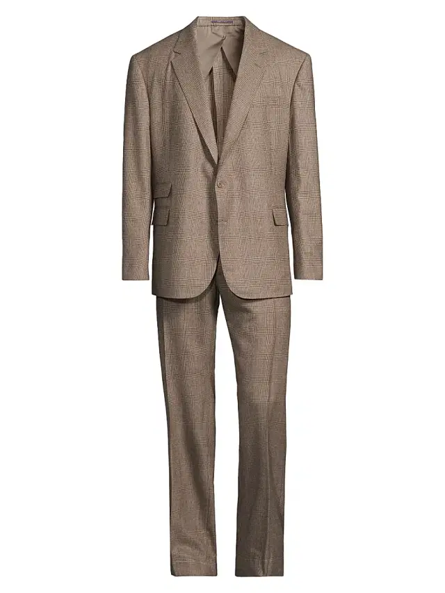Ralph Lauren Purple Label Men's Kent Single-Breasted Wool-Cashmere Suit - Tan Brown Purple Deco