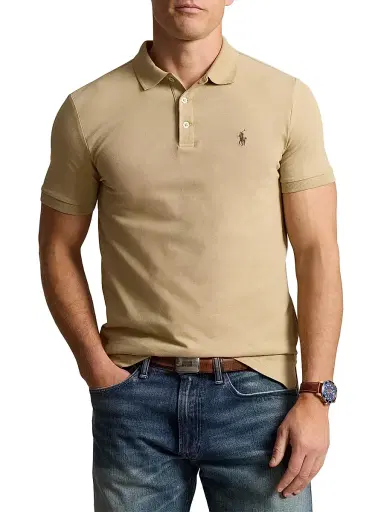 Polo Ralph Lauren Men's Stretch-Cotton Blend Custom Slim-Fit Polo Shirt - Coastal Beige - Size XL | Thumbnail 3