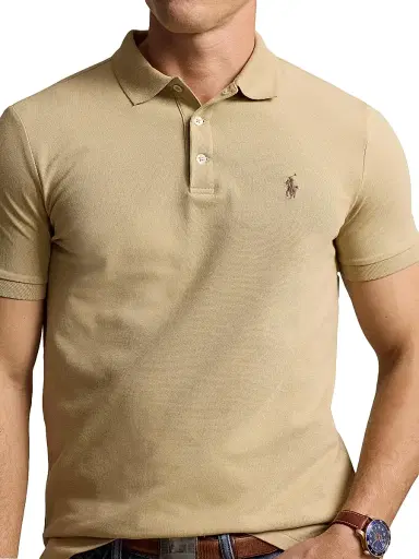Polo Ralph Lauren Men's Stretch-Cotton Blend Custom Slim-Fit Polo Shirt - Coastal Beige - Size XL | Thumbnail 5