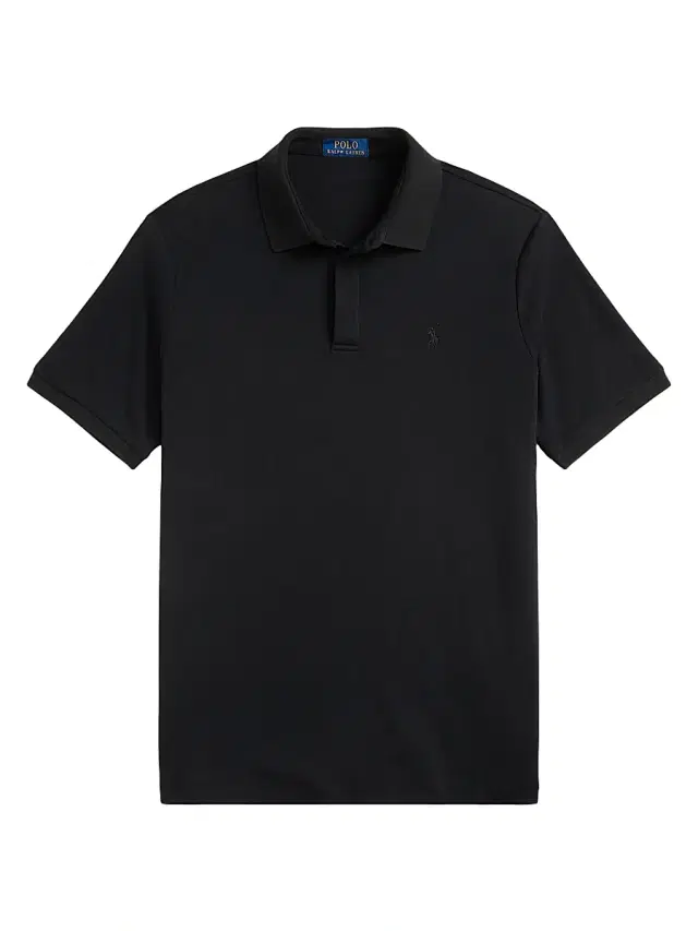 Men's Interlock Cotton Polo Shirt - Polo Black
