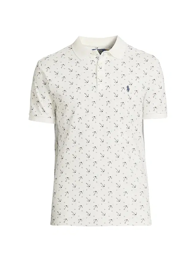 Polo Ralph Lauren Men's Anchor Stretch-Cotton Polo Shirt - White Ocean Anchors