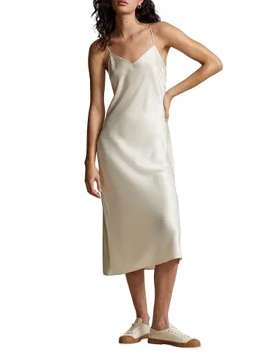Polo Ralph Lauren Women's Satin Slip Midi-Dress - Champagne | Thumbnail 4