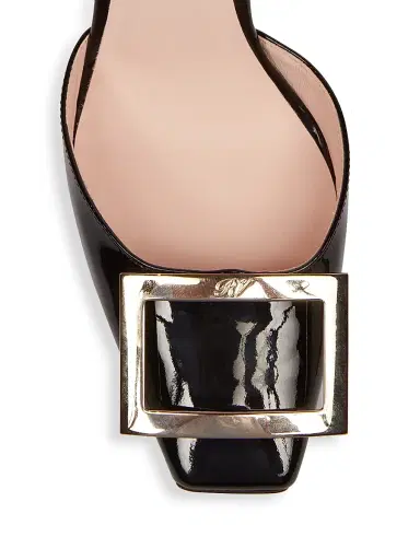 Roger Vivier Women's Trompette Metal Buckle 70MM Slingback Pumps - Nero | Thumbnail 4 Roger Vivier Women's Trompette Metal Buckle 70MM Slingback Pumps - Nero | Thumbnail 4