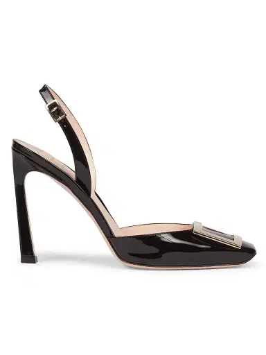 Roger Vivier Women's Trompette Metal Buckle 70MM Slingback Pumps - Nero | Thumbnail 1 Roger Vivier Women's Trompette Metal Buckle 70MM Slingback Pumps - Nero | Thumbnail 1