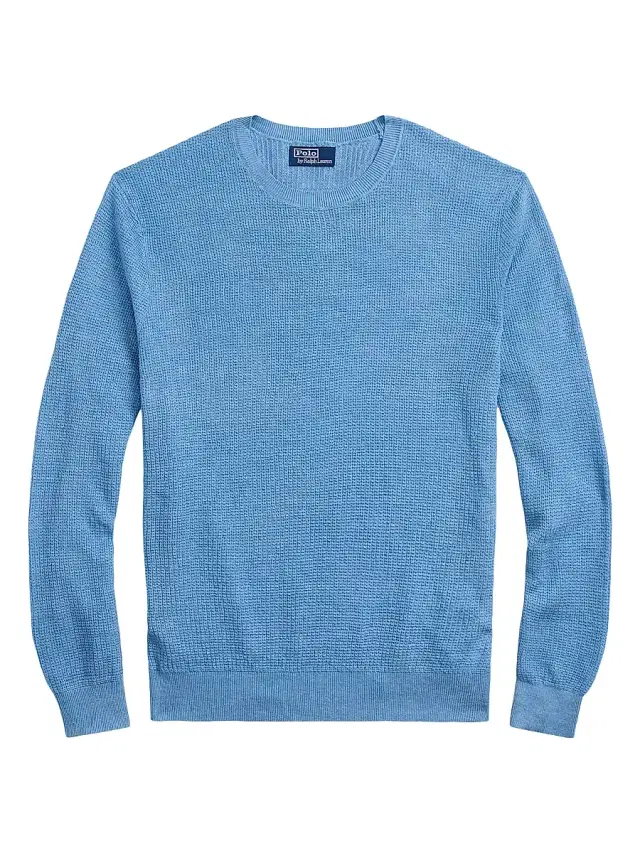 Polo Ralph Lauren Men's Linen Knit Crewneck Sweater - Dusty Light Blue