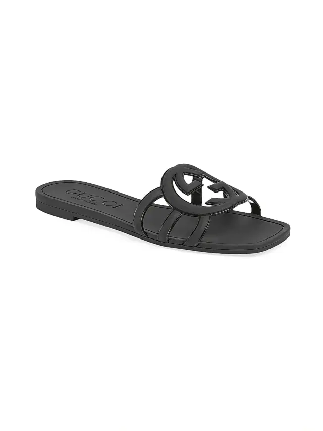 Gucci Women's Palma Rubber Slides - Nero  Sandals