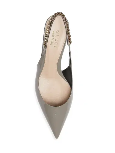Gucci Women's Signoria 45MM Chain-Embellished Slingback Pumps - New Fango | Thumbnail 5