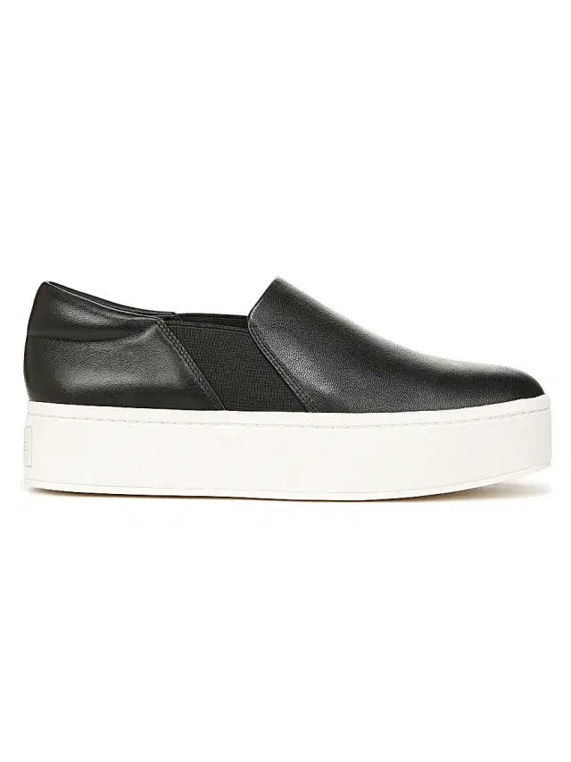 Vince Women's Warren Leather Platform Slip-On Sneakers - Black
