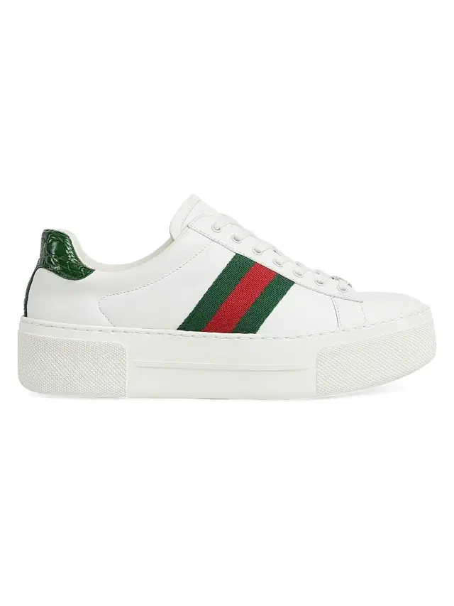 Gucci Women's Ace Leather Low-Top Sneakers - Bottle Green