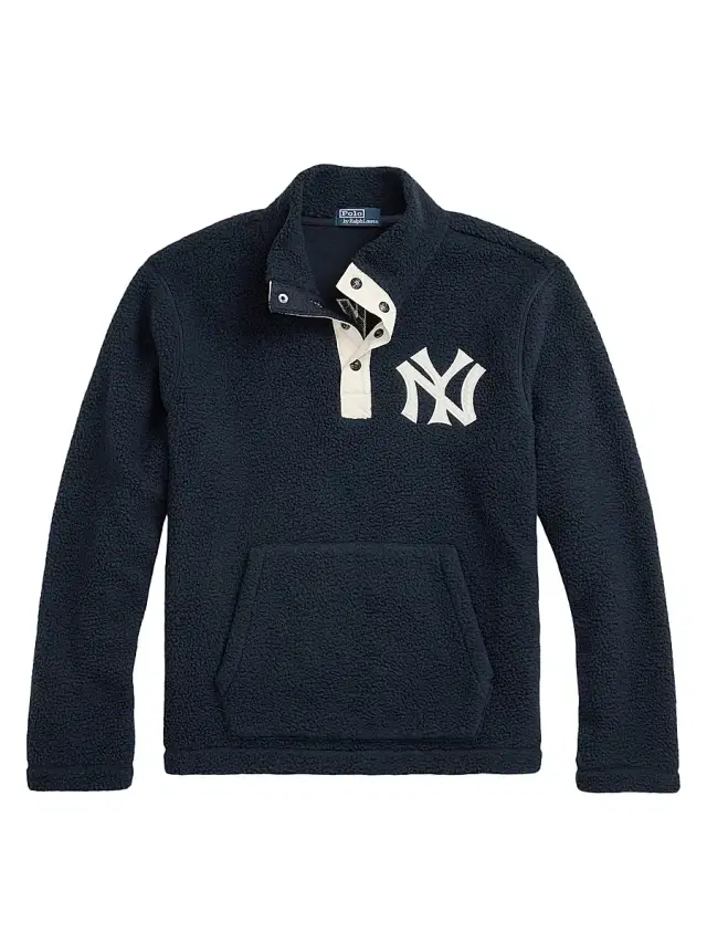 Polo Ralph Lauren Men's Yankees Vintage Brushed Fleece Pullover - Aviator Navy Deckwash White