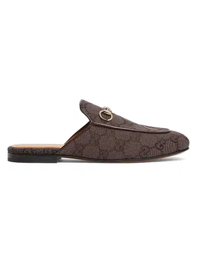 Gucci Women's Princetown Canvas Slippers - Cocoa - Size 5 | Thumbnail 1 Gucci Women's Princetown Canvas Slippers - Cocoa - Size 5 | Thumbnail 1