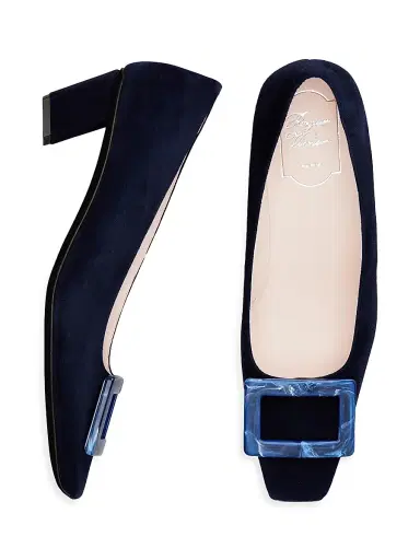 Roger Vivier Women's Belle Vivier 45MM Buckle Suede Pumps - Galassia | Thumbnail 4 Roger Vivier Women's Belle Vivier 45MM Buckle Suede Pumps - Galassia | Thumbnail 4