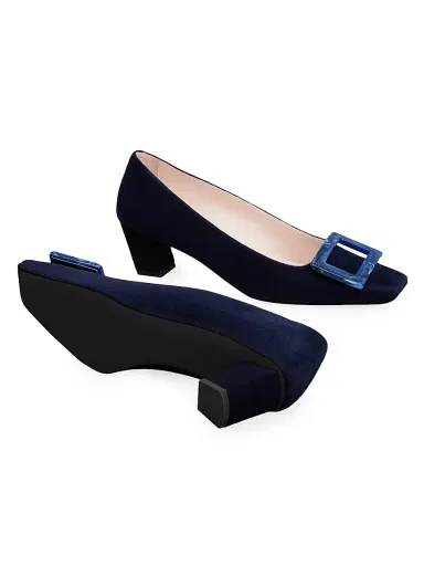 Roger Vivier Women's Belle Vivier 45MM Buckle Suede Pumps - Galassia | Thumbnail 6 Roger Vivier Women's Belle Vivier 45MM Buckle Suede Pumps - Galassia | Thumbnail 6