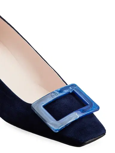 Roger Vivier Women's Belle Vivier 45MM Buckle Suede Pumps - Galassia | Thumbnail 7 Roger Vivier Women's Belle Vivier 45MM Buckle Suede Pumps - Galassia | Thumbnail 7