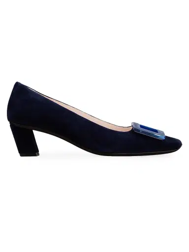 Roger Vivier Women's Belle Vivier 45MM Buckle Suede Pumps - Galassia | Thumbnail 1 Roger Vivier Women's Belle Vivier 45MM Buckle Suede Pumps - Galassia | Thumbnail 1
