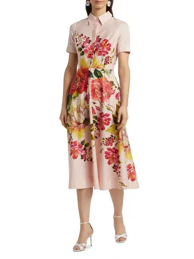 Teri Jon by Rickie Freeman Women's Floral Fit-&-Flare Shirtdress | Thumbnail 2 Teri Jon by Rickie Freeman Women's Floral Fit-&-Flare Shirtdress | Thumbnail 2
