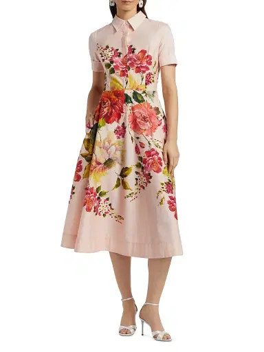 Teri Jon by Rickie Freeman Women's Floral Fit-&-Flare Shirtdress | Thumbnail 3 Teri Jon by Rickie Freeman Women's Floral Fit-&-Flare Shirtdress | Thumbnail 3