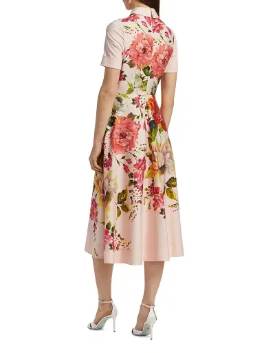Teri Jon by Rickie Freeman Women's Floral Fit-&-Flare Shirtdress | Thumbnail 5 Teri Jon by Rickie Freeman Women's Floral Fit-&-Flare Shirtdress | Thumbnail 5