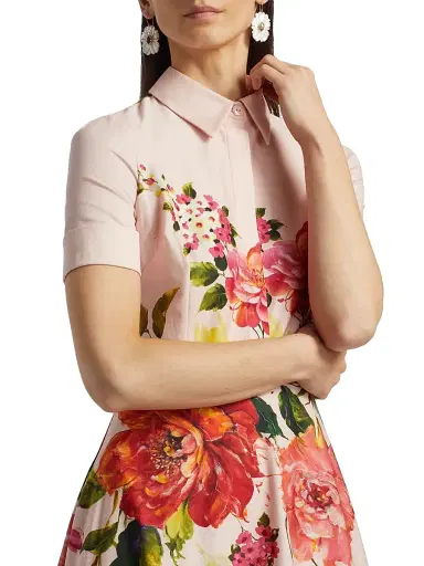 Teri Jon by Rickie Freeman Women's Floral Fit-&-Flare Shirtdress | Thumbnail 6 Teri Jon by Rickie Freeman Women's Floral Fit-&-Flare Shirtdress | Thumbnail 6