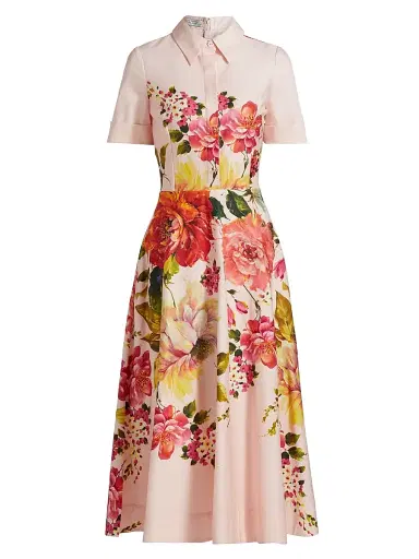 Teri Jon by Rickie Freeman Women's Floral Fit-&-Flare Shirtdress | Thumbnail 1 Teri Jon by Rickie Freeman Women's Floral Fit-&-Flare Shirtdress | Thumbnail 1