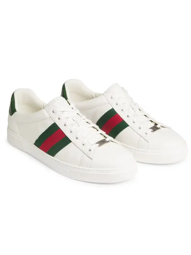 Men's Ace Leather Web Low-Top Sneakers - Green Multi