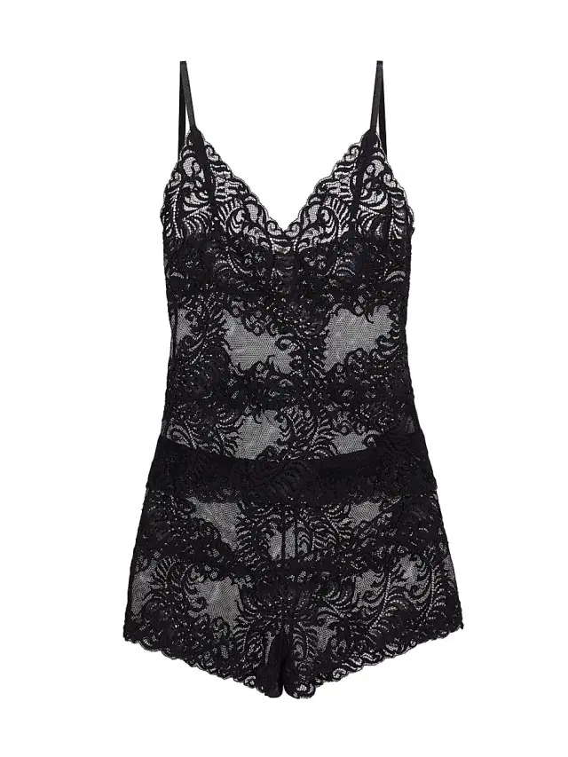 Natori Women's Mesh Lace Short Pajamas - Black