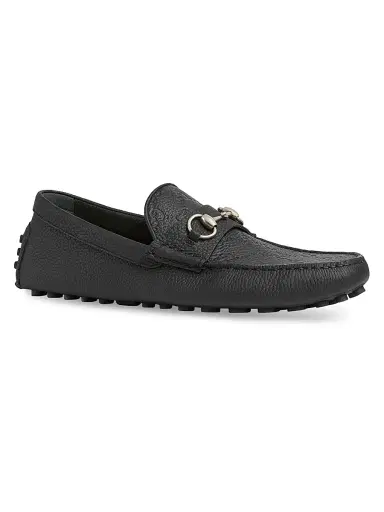 Gucci Men's Byorn Leather Driving Loafers - Black - Size 6.5 | Thumbnail 1