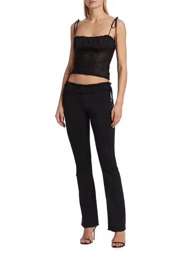 Guizio Women's Ruched Chiffon Knit Camisole - Black | Thumbnail 2