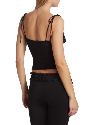 Guizio Women's Ruched Chiffon Knit Camisole - Black | Thumbnail 5