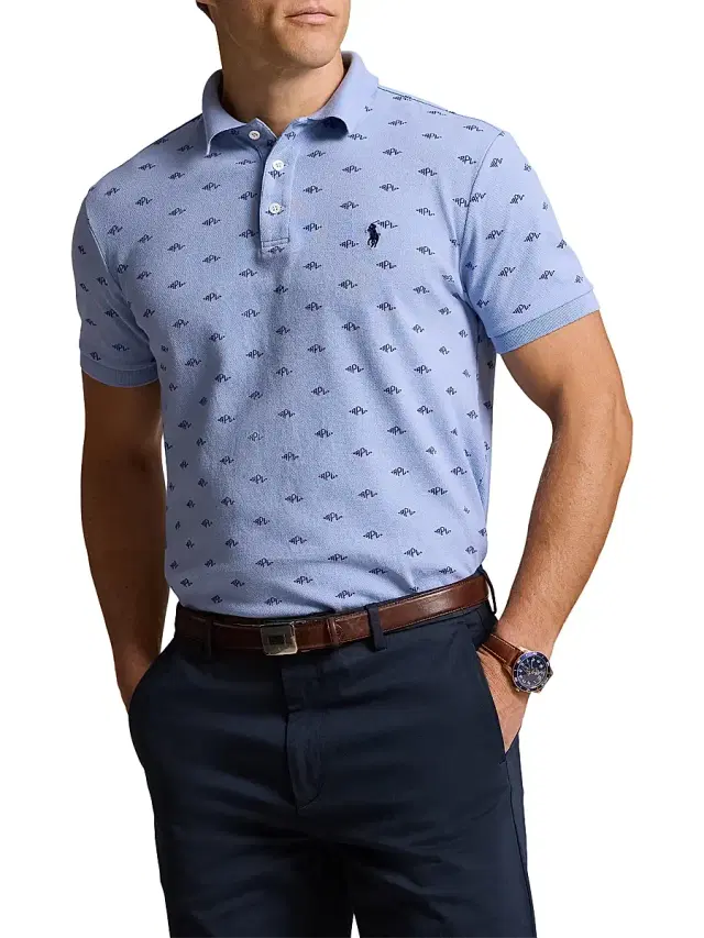 Polo Ralph Lauren Men's Oxford Mesh Polo Shirt - Dress Shirt Blue