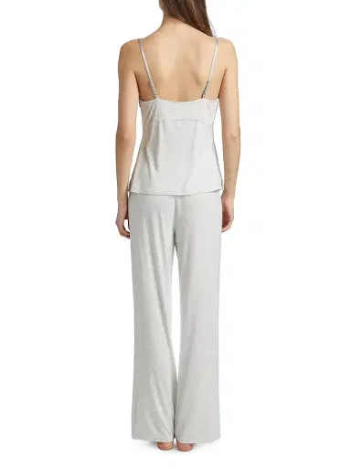 Natori Women's Glamour Lace-Trim Lounge Set - Heather Grey - Size XL | Thumbnail 5
