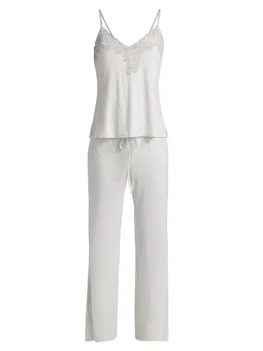 Natori Women's Glamour Lace-Trim Lounge Set - Heather Grey - Size XL | Thumbnail 1