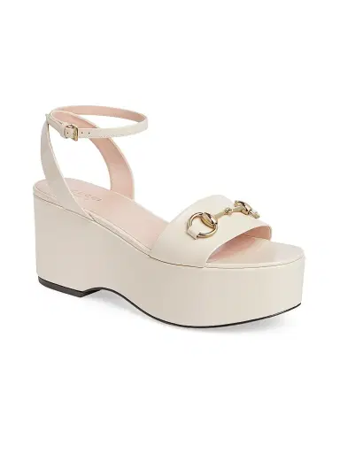 Gucci Women's Lady Horsebit 75MM Leather Platform Sandals - New Ivoire - Size 10 | Thumbnail 2