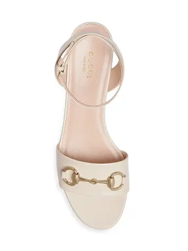 Gucci Women's Lady Horsebit 75MM Leather Platform Sandals - New Ivoire - Size 10 | Thumbnail 5