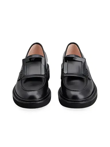 Roger Vivier Women's Viv Rangers Covered Buckle Leather Loafers - Nero | Thumbnail 5 Roger Vivier Women's Viv Rangers Covered Buckle Leather Loafers - Nero | Thumbnail 5
