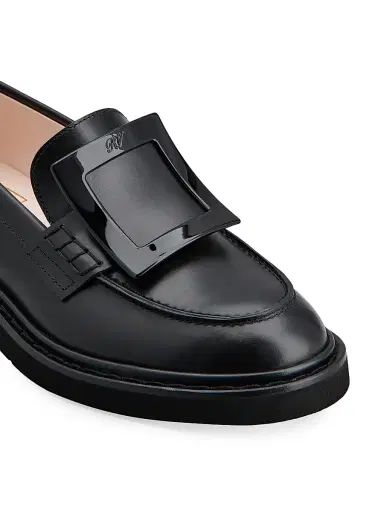Roger Vivier Women's Viv Rangers Covered Buckle Leather Loafers - Nero | Thumbnail 7 Roger Vivier Women's Viv Rangers Covered Buckle Leather Loafers - Nero | Thumbnail 7