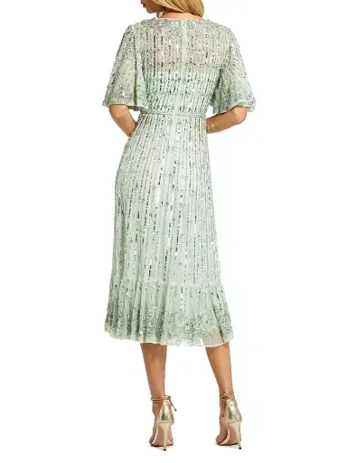 Mac Duggal Women's Flounce Sleeve Midi-Dress | Thumbnail 2 Mac Duggal Women's Flounce Sleeve Midi-Dress | Thumbnail 2