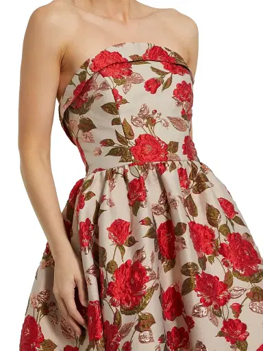 Mac Duggal Women's Peony Brocade Strapless Ballgown - White Multi - Size 18 | Thumbnail 3