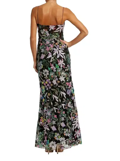 Mac Duggal Women's Floral Sequined Sleeveless Maxi Dress - Black Multi | Thumbnail 2