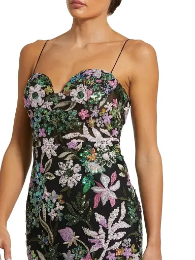Mac Duggal Women's Floral Sequined Sleeveless Maxi Dress - Black Multi | Thumbnail 3