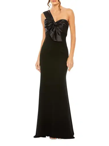Mac Duggal Women's Half-Bow Bodice Trumpet Gown - Black | Thumbnail 3 Mac Duggal Women's Half-Bow Bodice Trumpet Gown - Black | Thumbnail 3