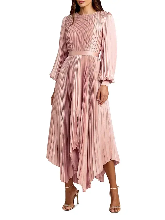 Mac Duggal Women's Ieena Pleated Midi-Dress - Blush