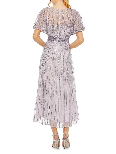 Mac Duggal Women's Sequined Short-Sleeve Midi-Dress | Thumbnail 2