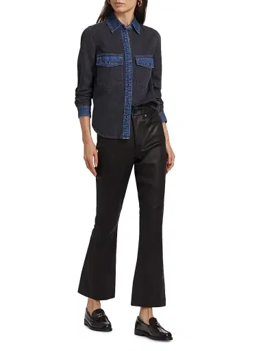 Veronica Beard Women's Carson Leather High-Rise Ankle Flare Pants - Black - Size 31 | Thumbnail 2