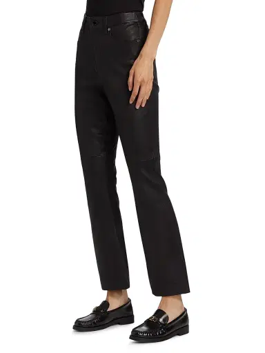 Veronica Beard Women's Carson Leather High-Rise Ankle Flare Pants - Black - Size 31 | Thumbnail 4