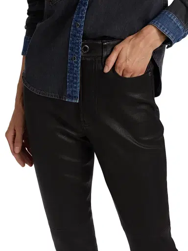 Veronica Beard Women's Carson Leather High-Rise Ankle Flare Pants - Black - Size 31 | Thumbnail 6